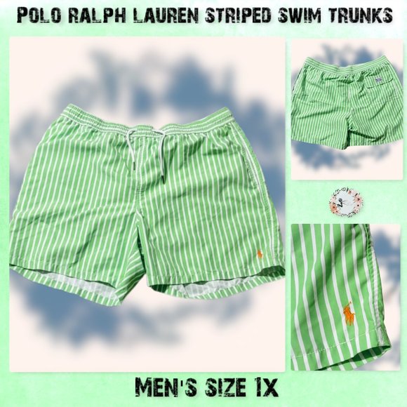 Polo Ralph Lauren Other - Host Pick! 🏝Polo Ralph Lauren Striped Green Swim Trunks size 1X